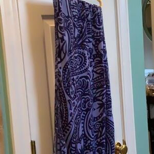 Chic Paisley Scarf shawl  periwinkle/ light blue  & navy 72 inches long
